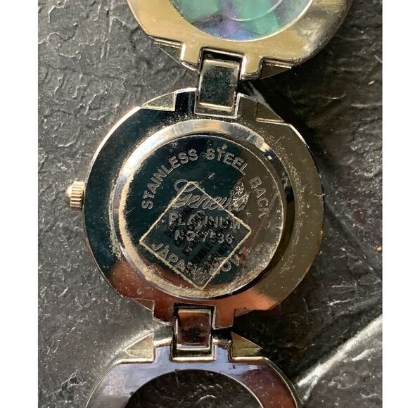 Geneva Circular bracelet watch, Multicolor cabochons, Signed - Picture 6 of 7